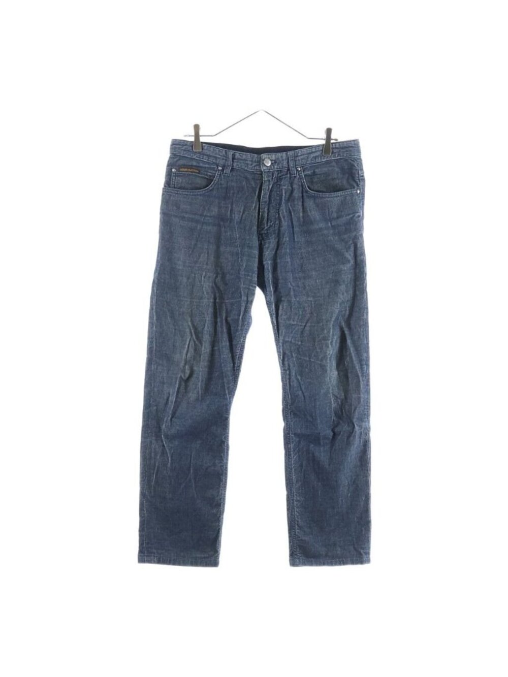 Louis Vuitton Leather Patch Corduroy Straight Pants Indigo Blue